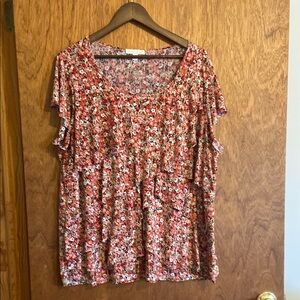 Floral Ruffle Sleeve Blouse